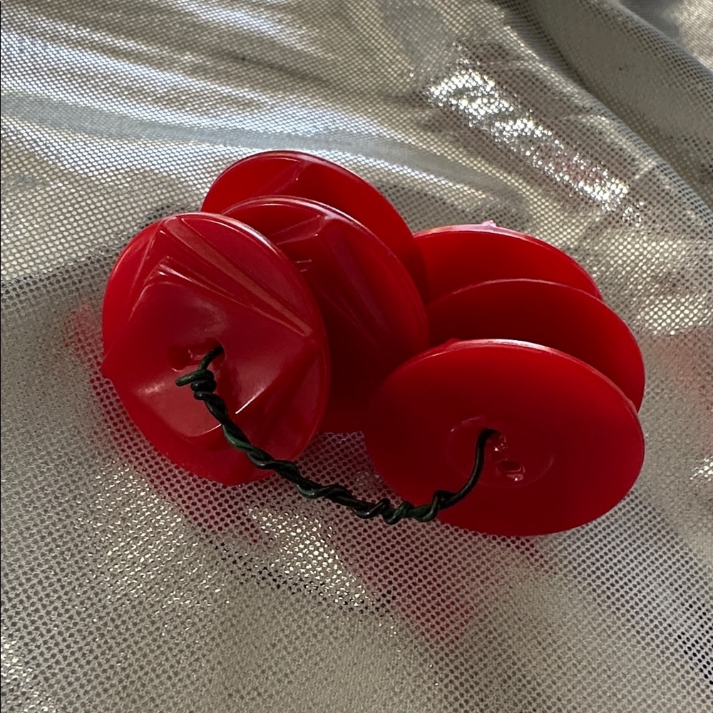 *Bundle 3 for 1 -Vintage Red Plastic Button 1” Set of 6 - Picture 2 of 5